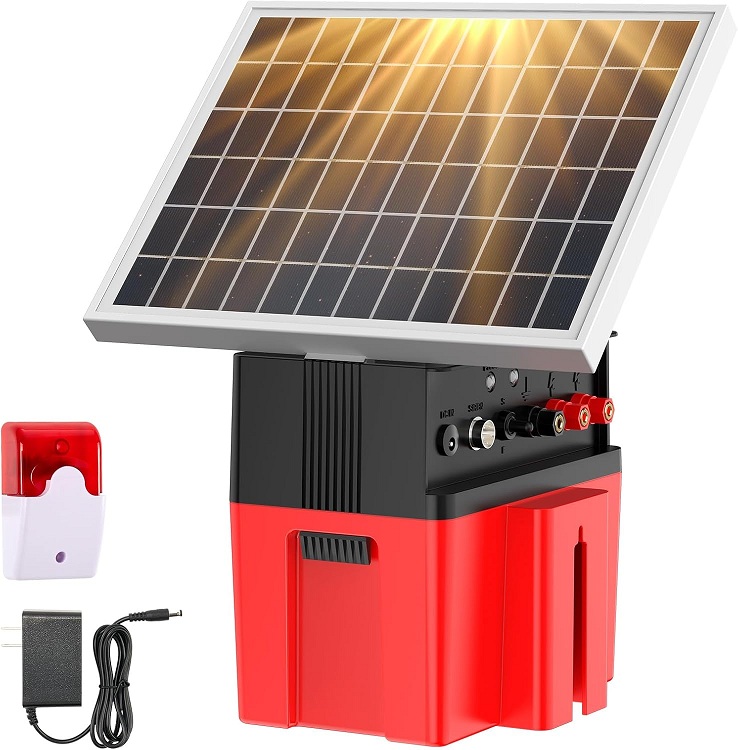 Solar Electric Fence Charger with Siren Alarm (1.2 Joules)