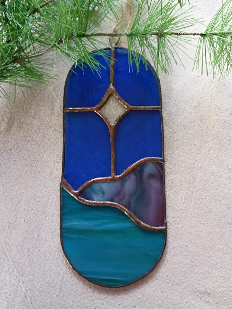 Mountain Star stained glass 4 x 9